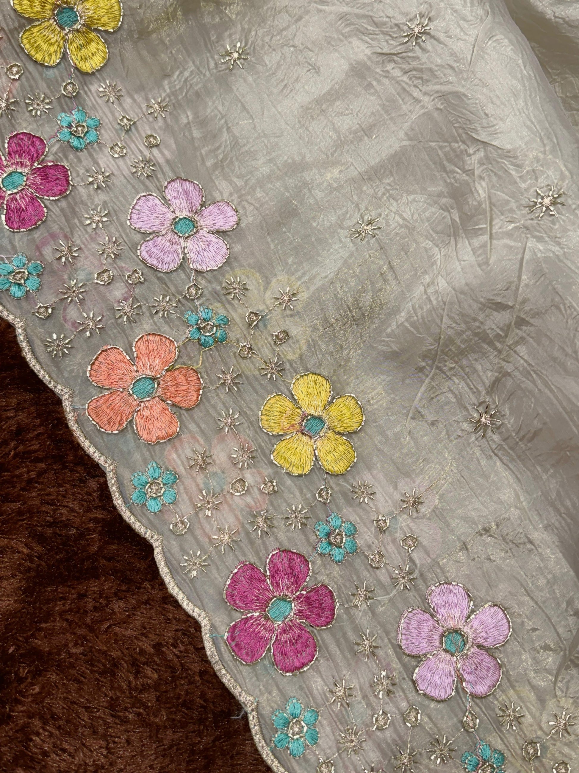 Anuscouture Pari - Sufi Silk Saree with Beads Embroidery Anuscouture