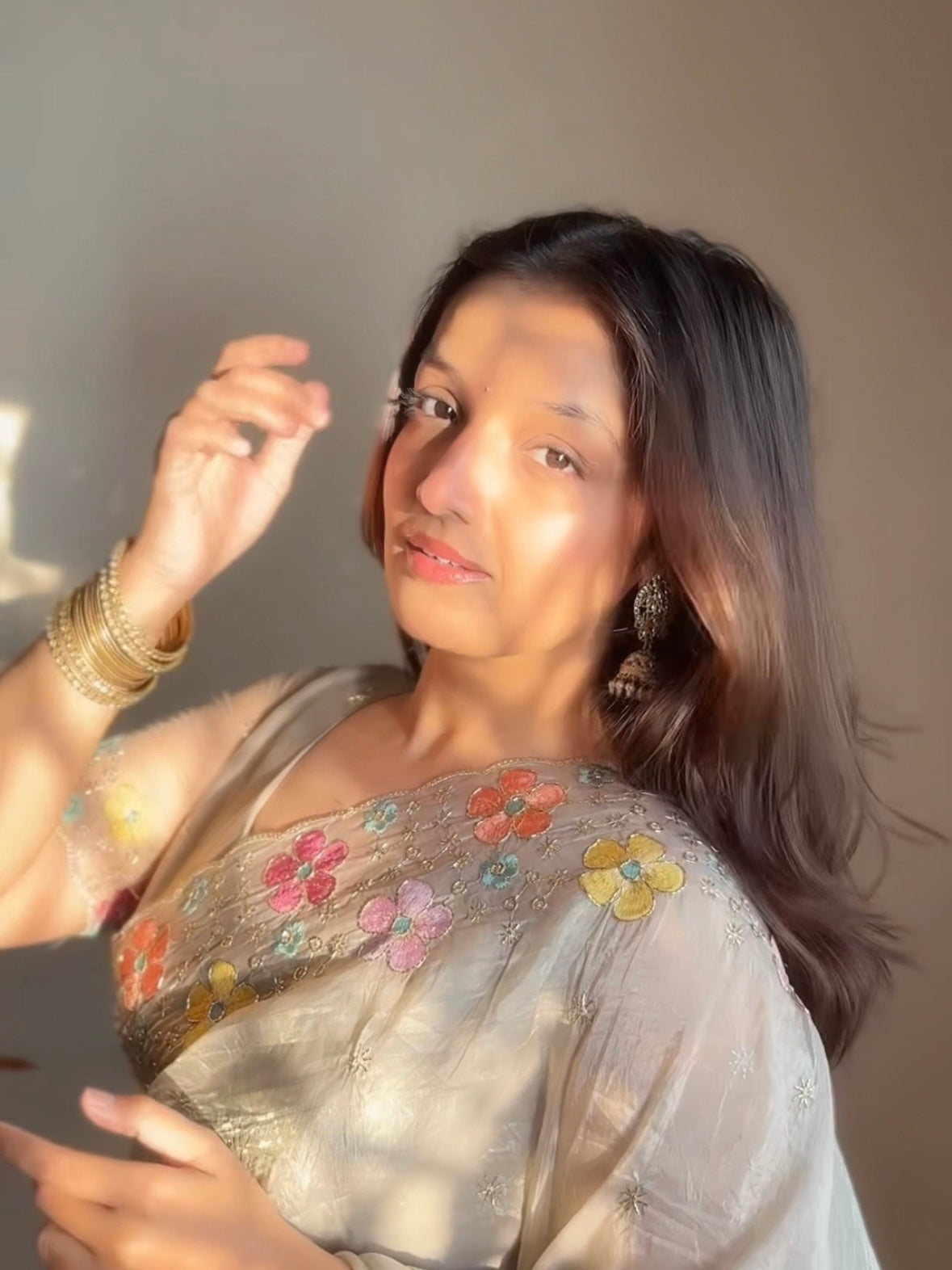 Anuscouture Pari - Sufi Silk Saree with Beads Embroidery