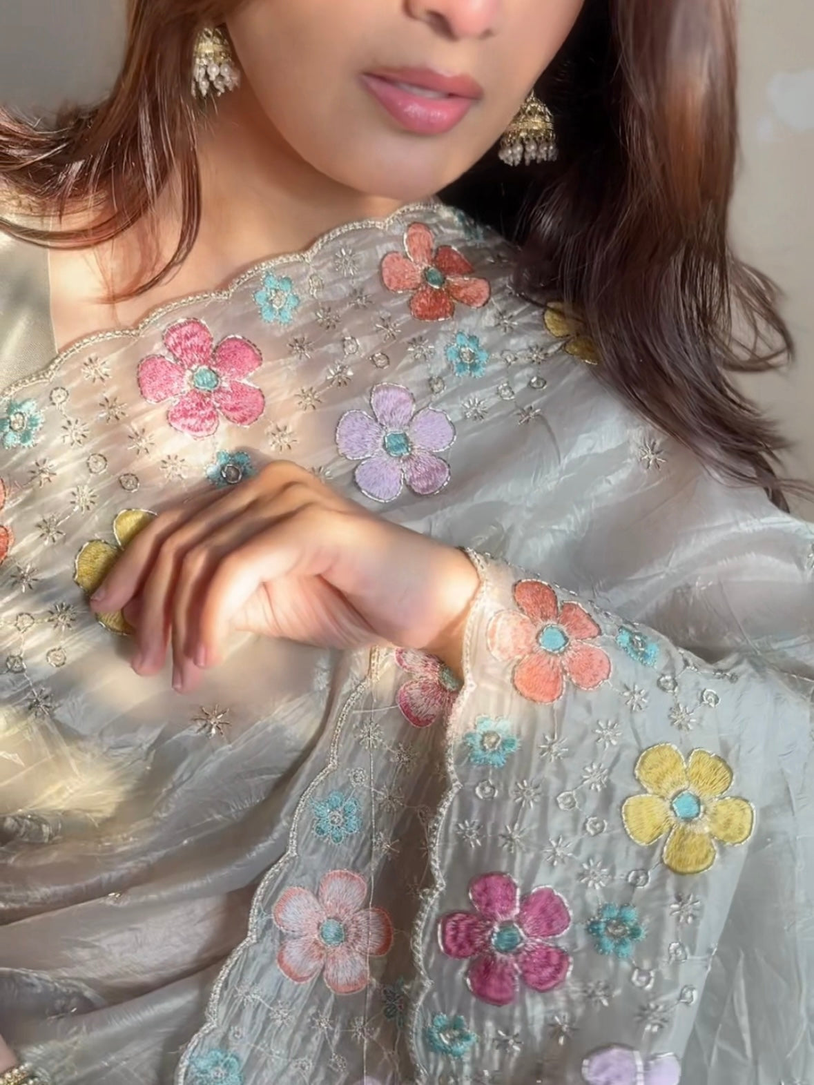 Anuscouture Pari - Sufi Silk Saree with Beads Embroidery