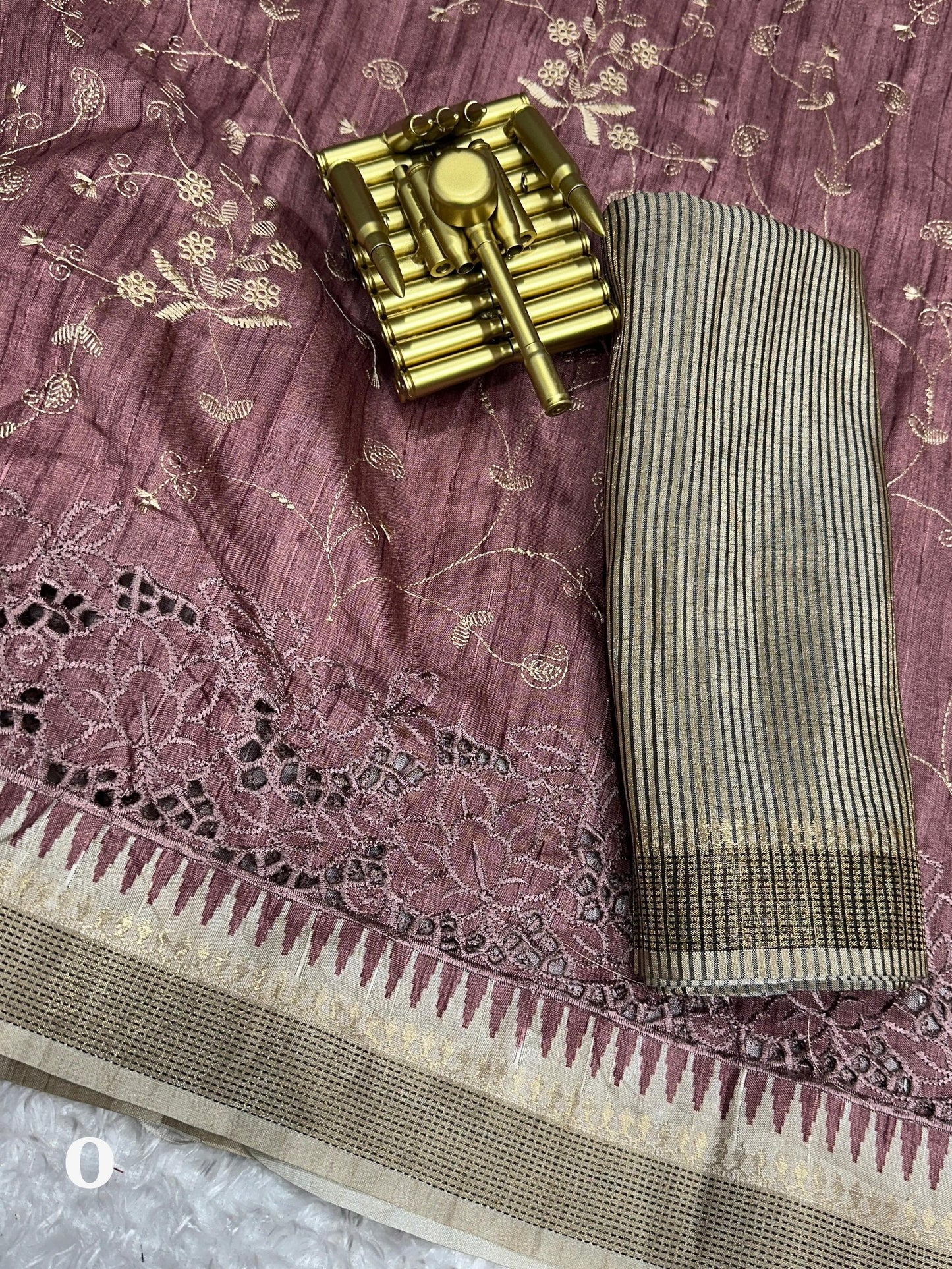 Anuscouture Wayanad - Tusser Cotton Saree with Dual Zari Border & Digital Print Anuscouture