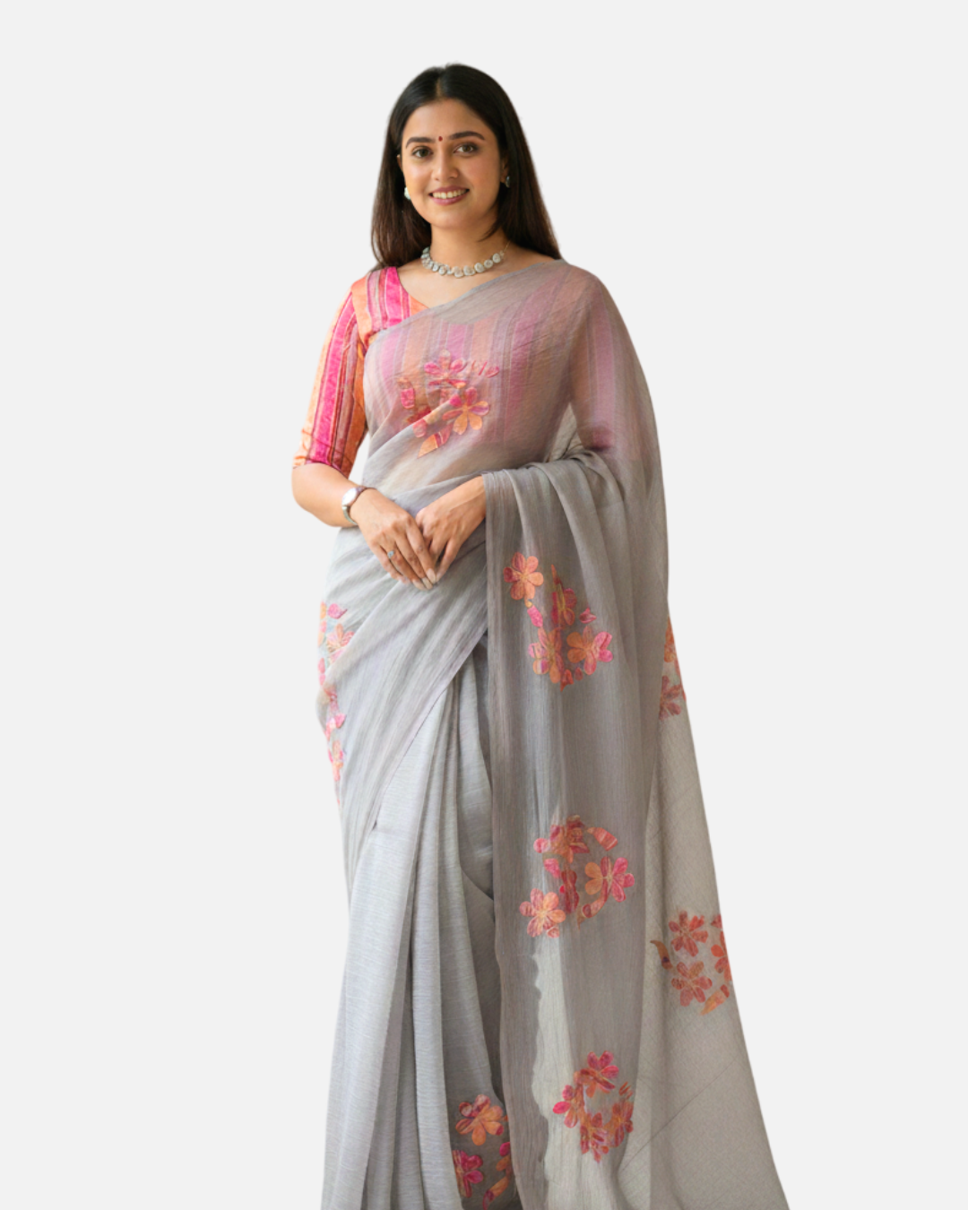 Anuscouture Super Mario - Designer Applique Sonic Crush Saree Anuscouture