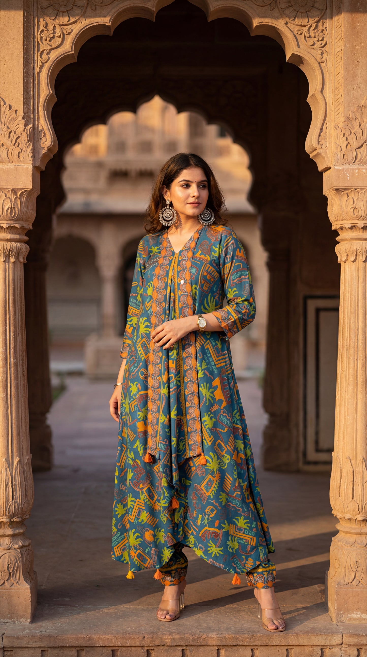 Lilac butterfly muslin printed stunning cordset for women