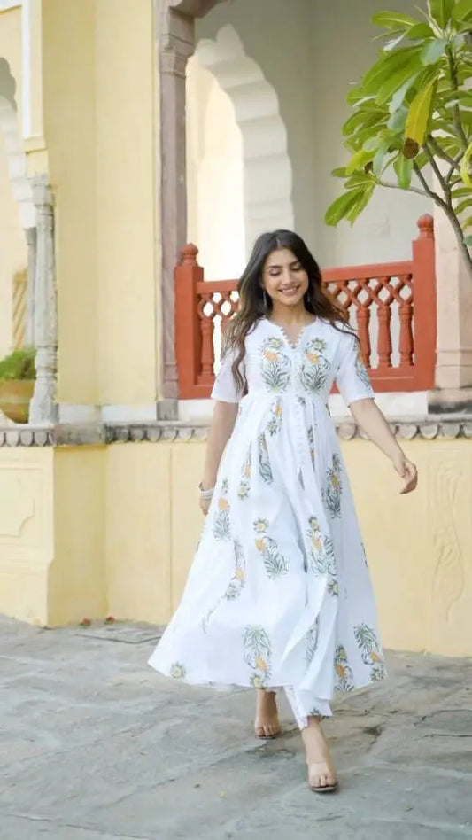 anaya off-white floral kurti Anuscouture