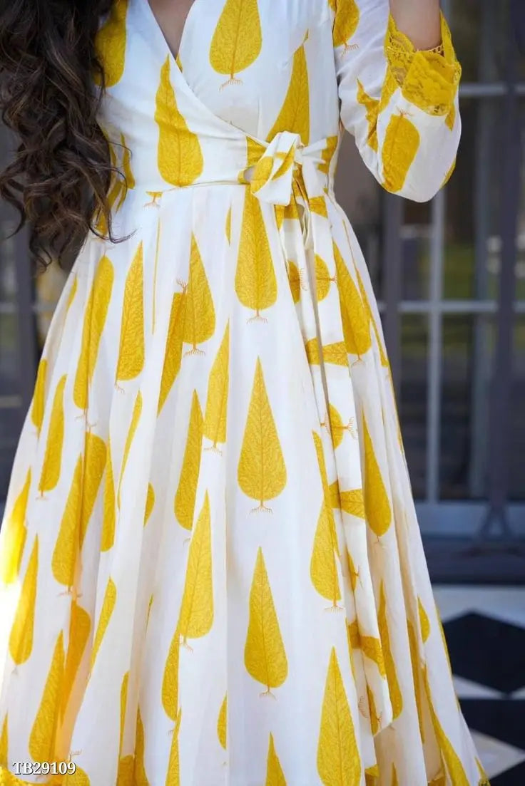 maira white yellow tree kurti set Anuscouture