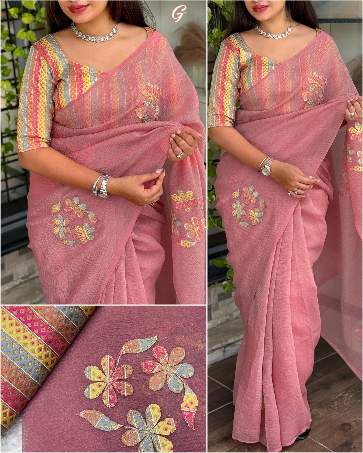 Anuscouture Super Mario - Designer Applique Sonic Crush Saree Anuscouture