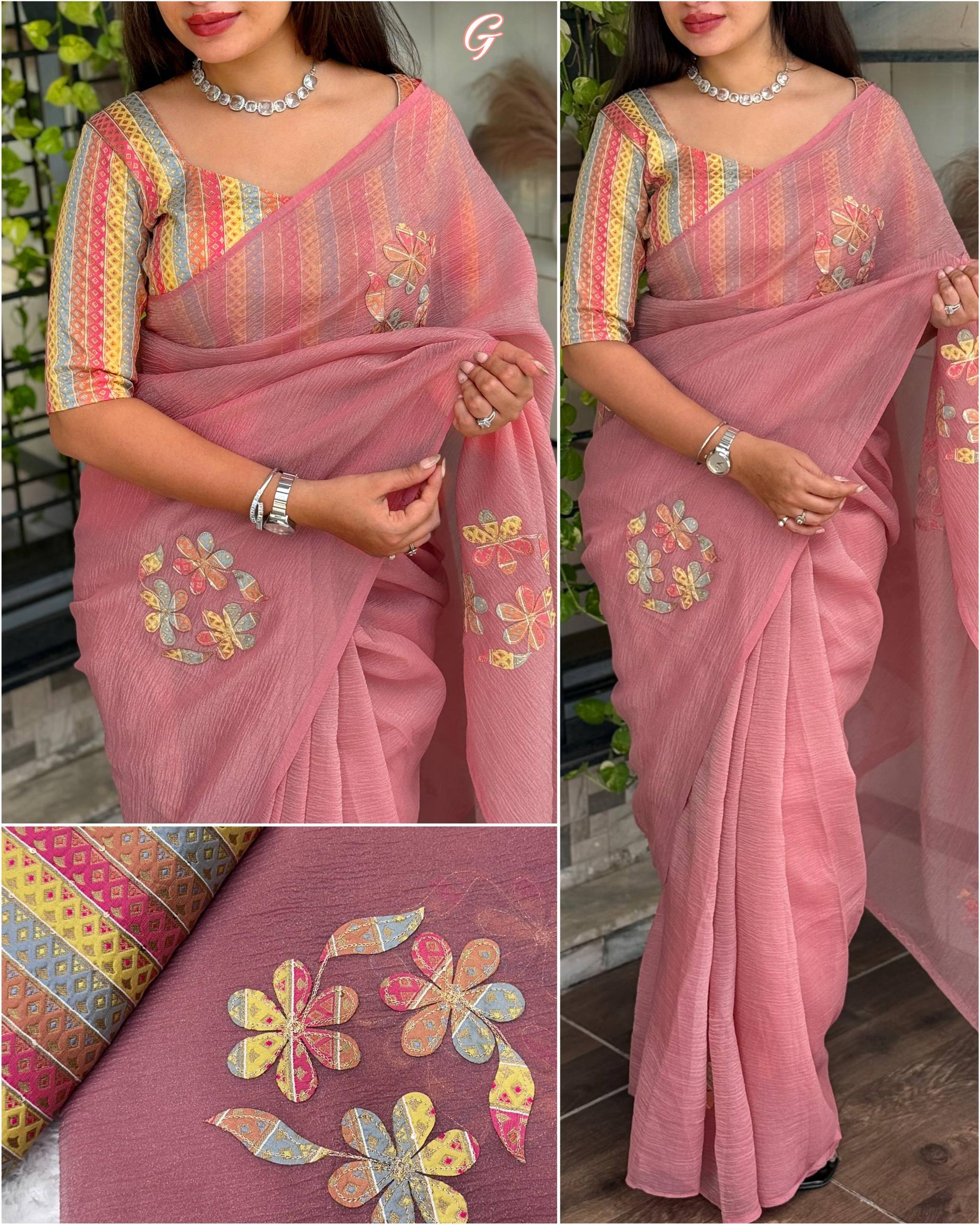 Anuscouture Super Mario - Designer Applique Sonic Crush Saree Anuscouture