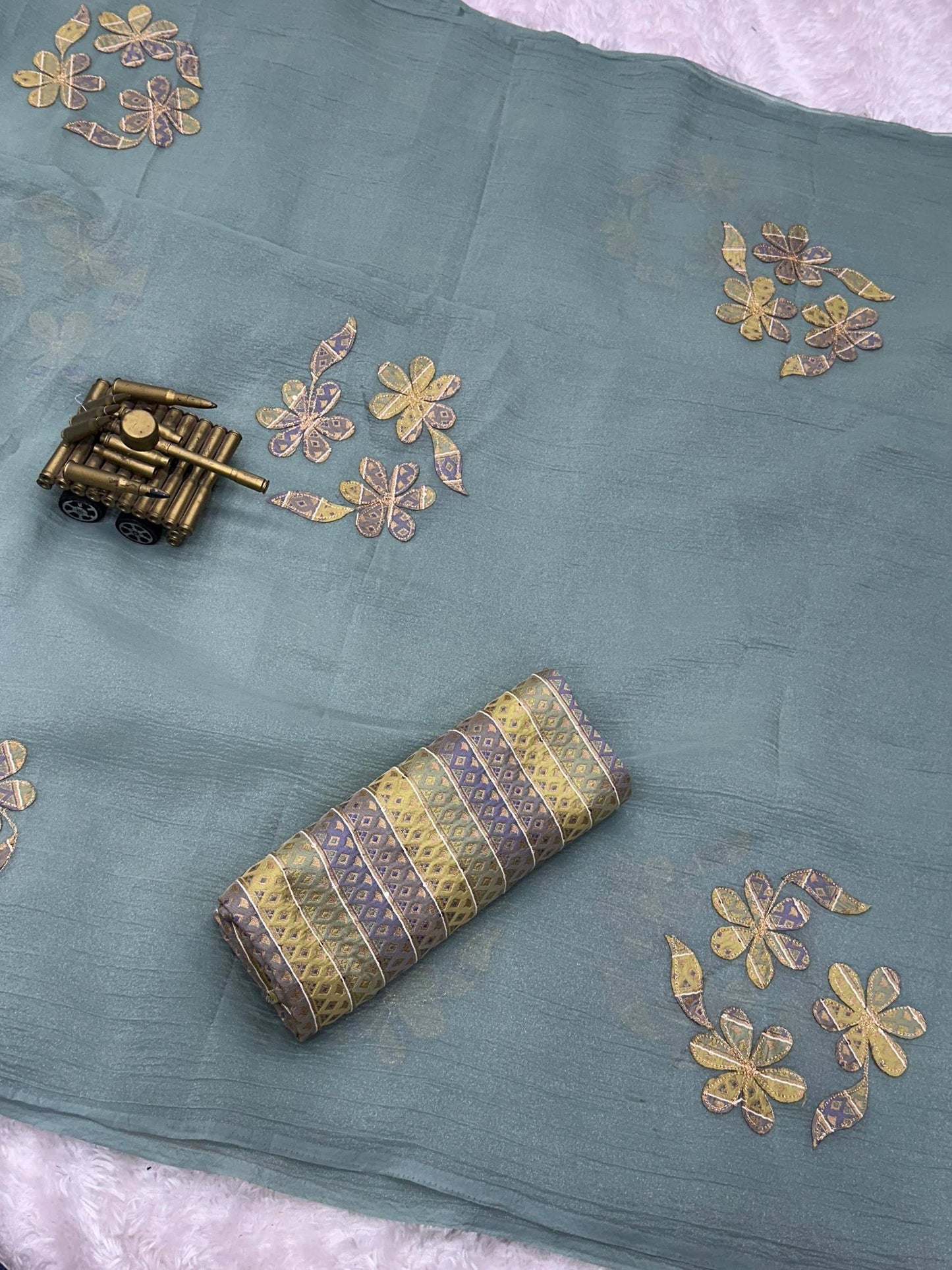 Anuscouture Super Mario - Designer Applique Sonic Crush Saree Anuscouture